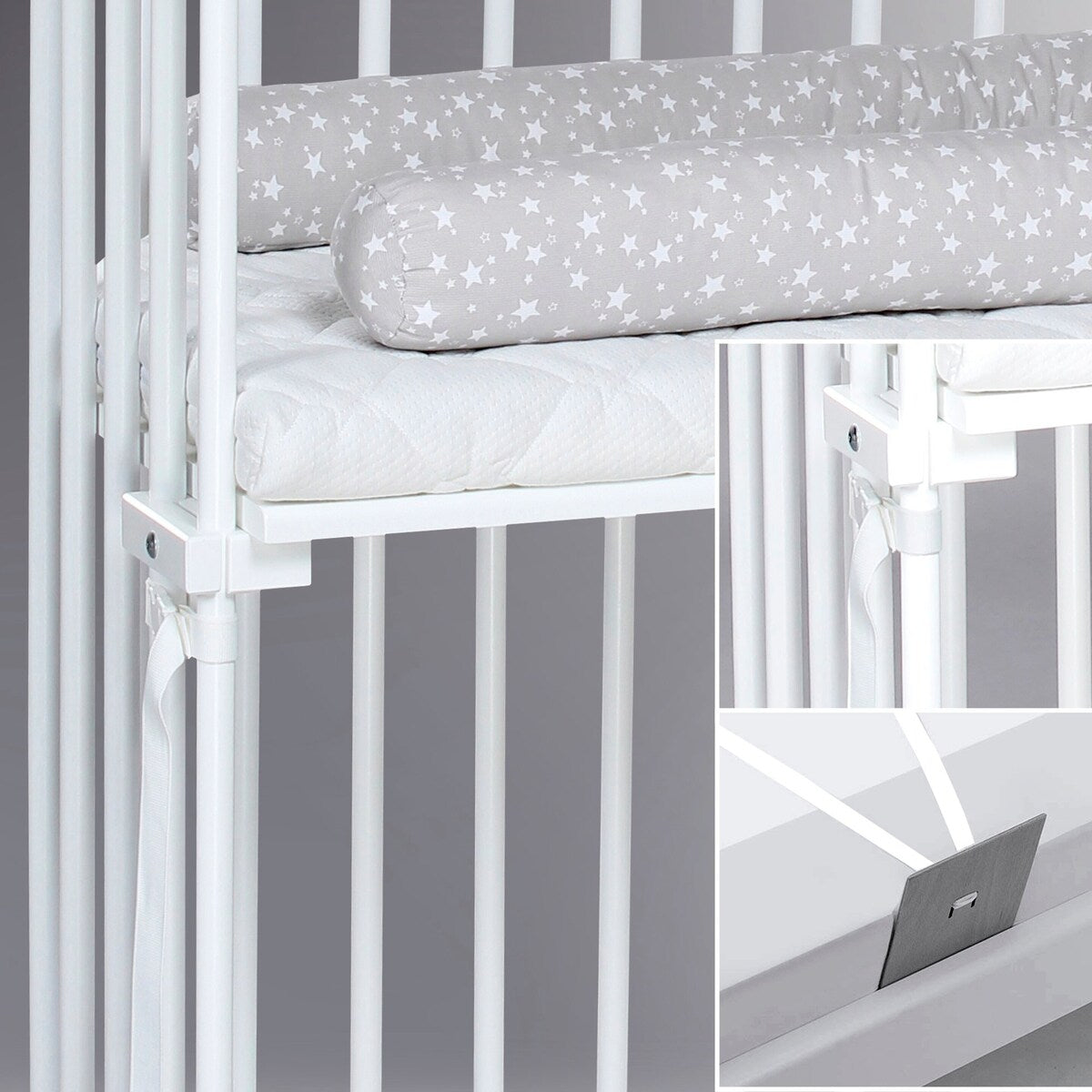Bedside-seng Boxspring med madrass og barneseng-sett i bøk - babybay®