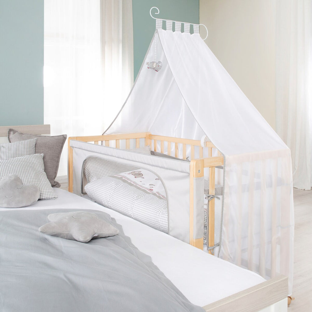 Bakside av Bedside-seng Jumbo Twins 60x120 cm grå naturtre