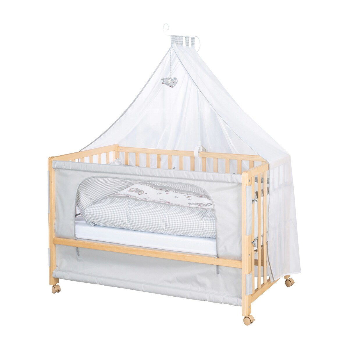Detalj av stoffside med glidelås på Bedside-seng Jumbo Twins