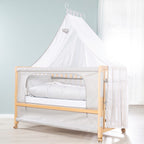 Inkludert madrass og sengetøy i Bedside-seng Jumbo Twins 60x120 cm grå naturtre