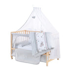 Montert Bedside-seng Jumbo Twins 60x120 cm grå naturtre ved foreldreseng