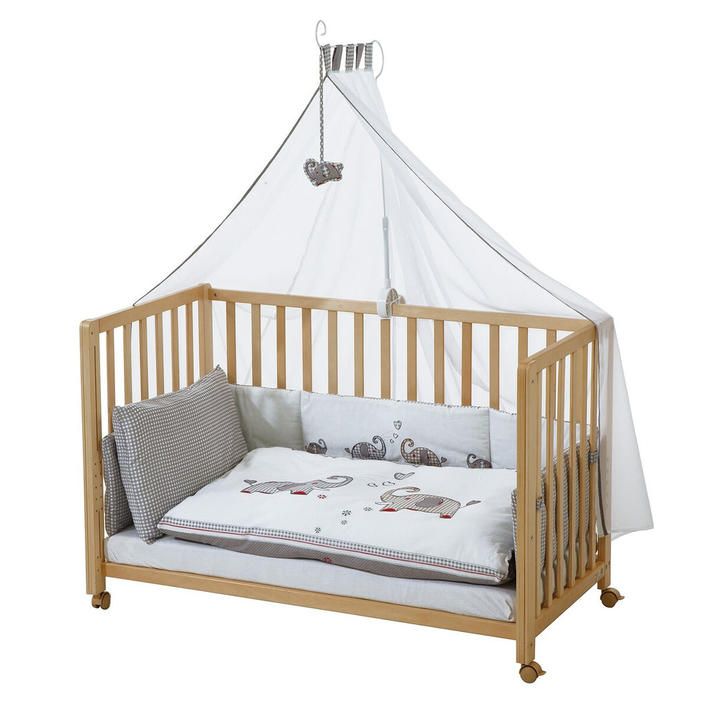 Nærbilde av stoffutskiftbar side på Bedside-seng med utstyr Jumbotwins 60x120 cm