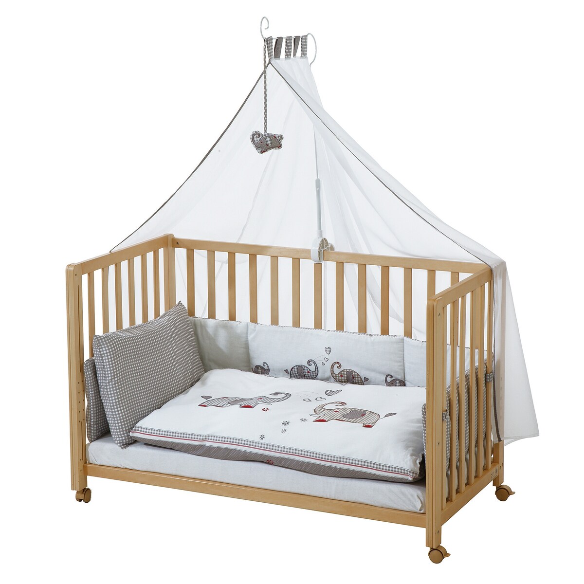Nærbilde av stoffutskiftbar side på Bedside-seng med utstyr Jumbotwins 60x120 cm