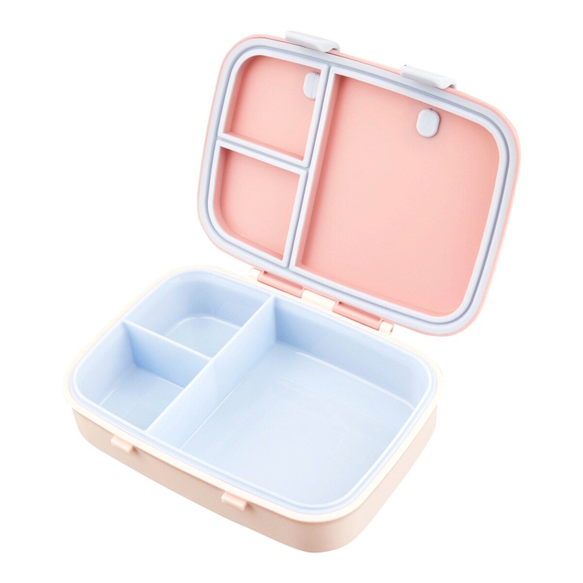 Bento matboks med 3 rom 16,2x21,5 cm åpen med mat