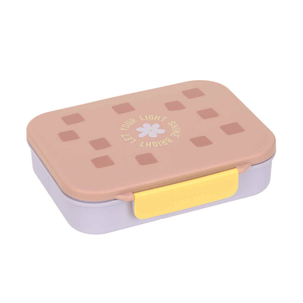 Bento matboks Pattern Party rosa/lilla nærbilde av skillevegg og rom