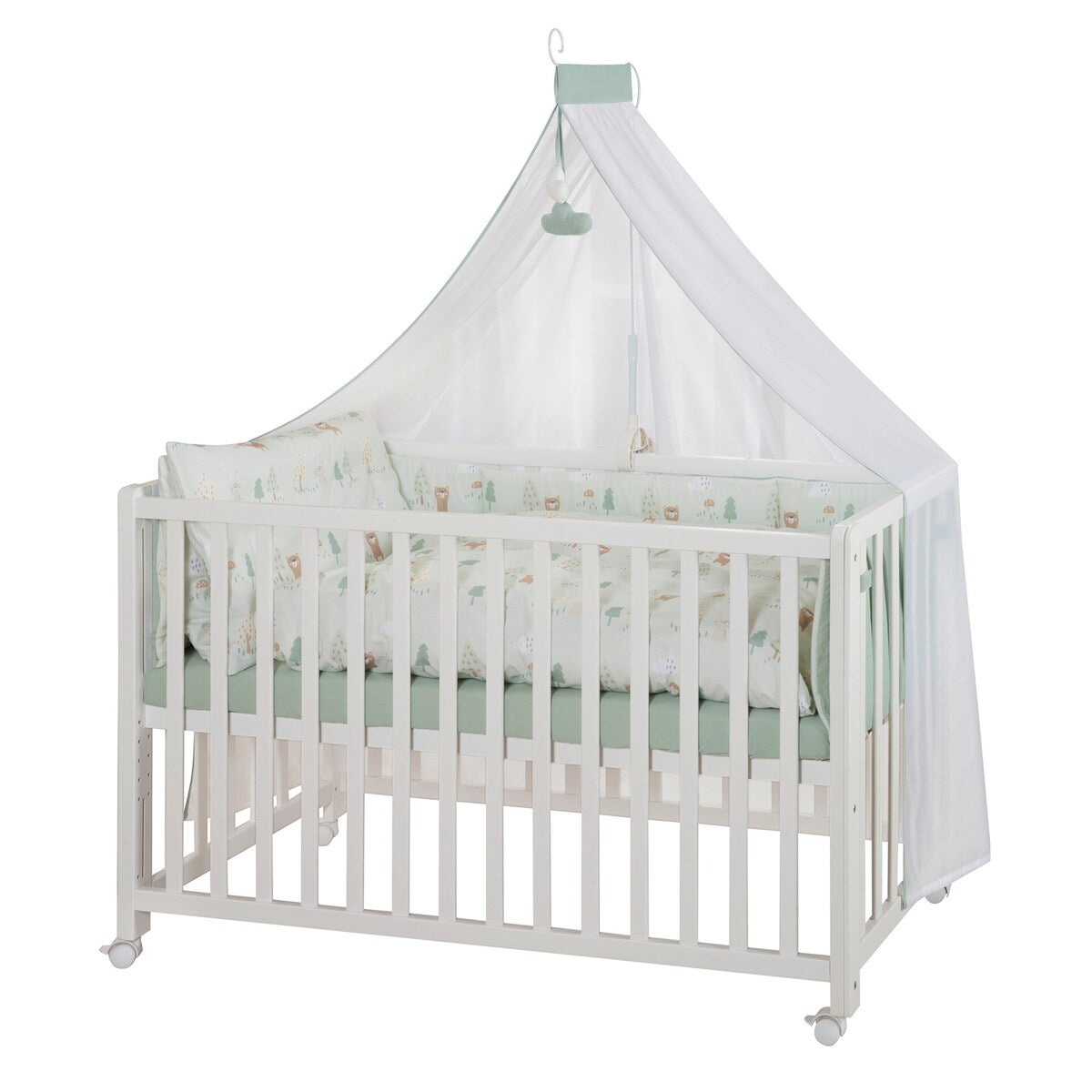Beseng Woodland Buddies 60x120 cm detalj av stoffside og dyremotiv