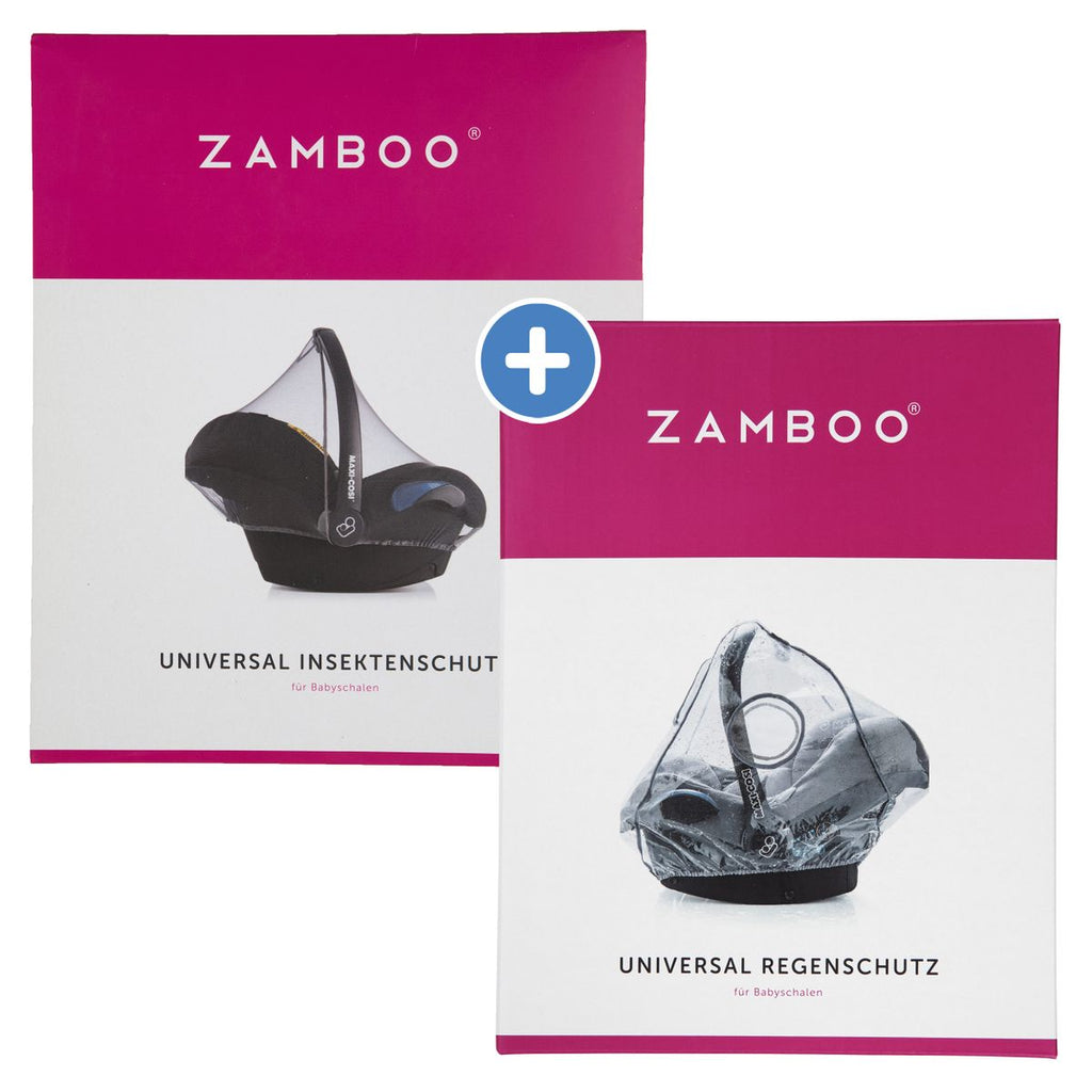 Beskyttelsessett for babystol med insektnett og regntrekk - Zamboo forfra