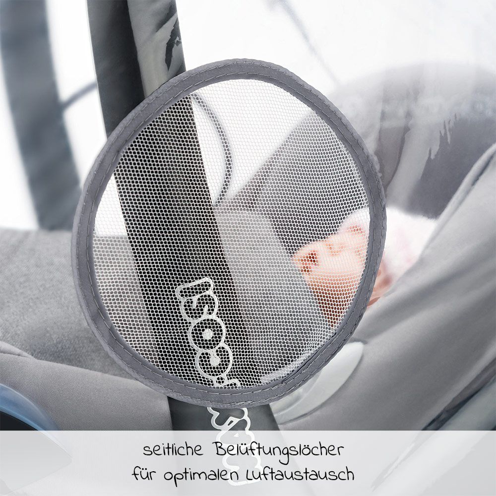 Beskyttelsessett for babystol med insektnett og regntrekk - Zamboo montert på babystol