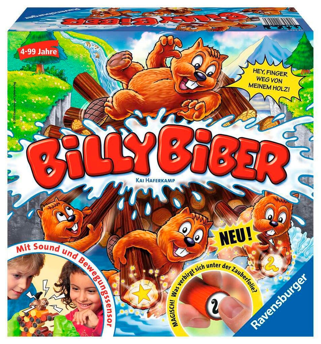 Billy Biber behendighets­spill fra fronten med spillbrett og trestammer