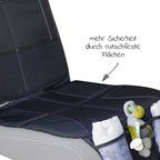 Bilsetebeskytter med oppbevaringstaske for bakovervendt bilstol med iPad-lomme, svart