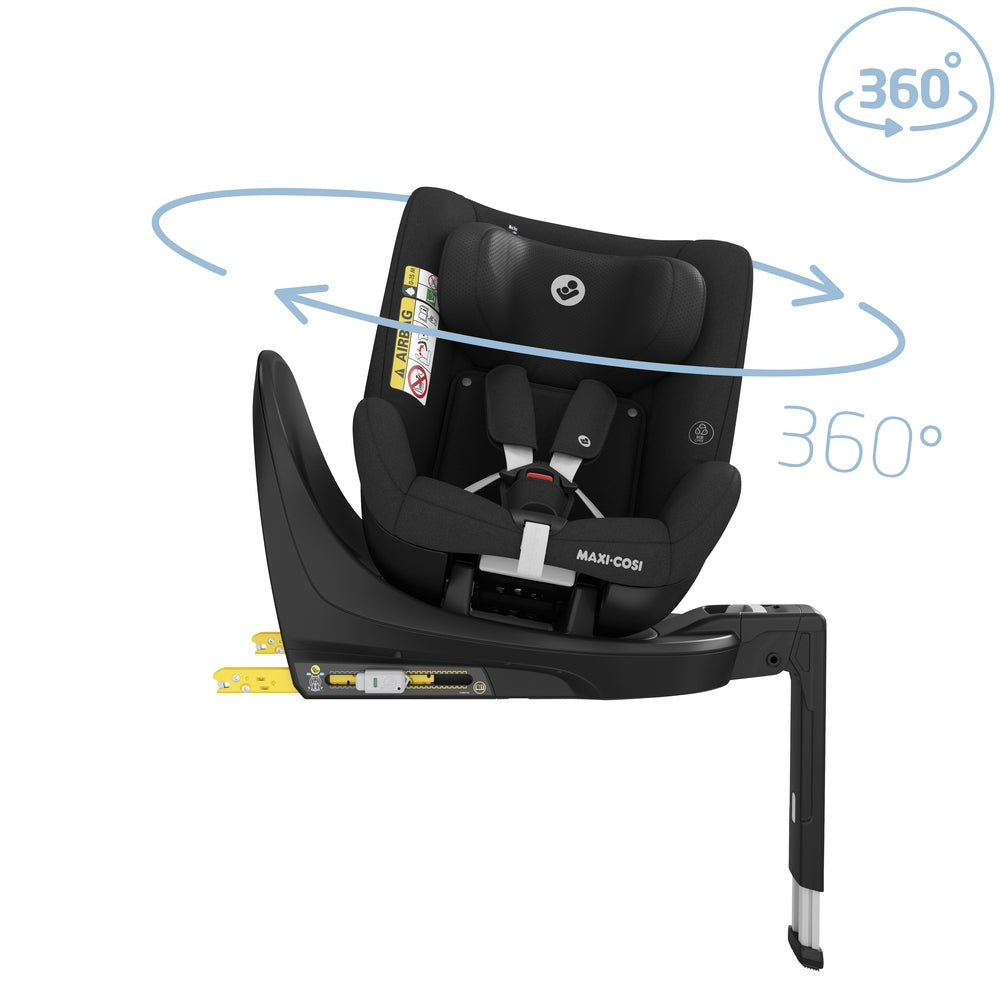 Bilstol 360° i-Size 61-105 cm Eco Authentic Black Maxi-Cosi Mica Eco med støttefot
