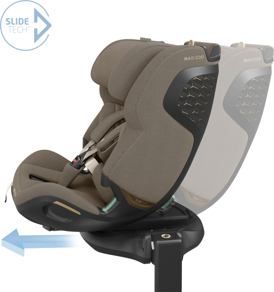 Montert Bilstol 360° i-Size fra 0-12 år Authentic Truffle - Maxi-Cosi Emerald 360 Pro i bil