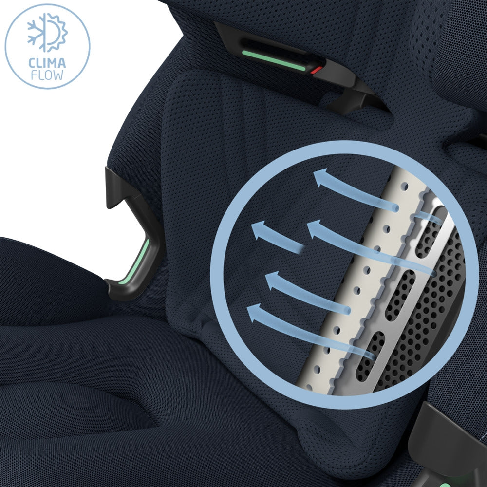 Oversikt over ligge- og sittestillinger på Bilstol 360° i-Size fra 0-12 år Authentic Blue - Maxi-Cosi Emerald 360 Pro
