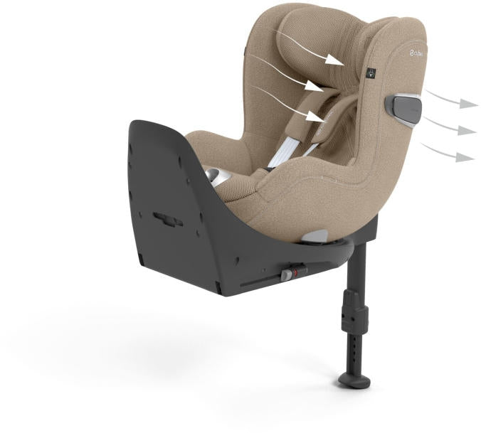 Komfortabel polstring på Bilstol i-Size PLUS 45-105 cm 360° Sirona T Cozy Beige