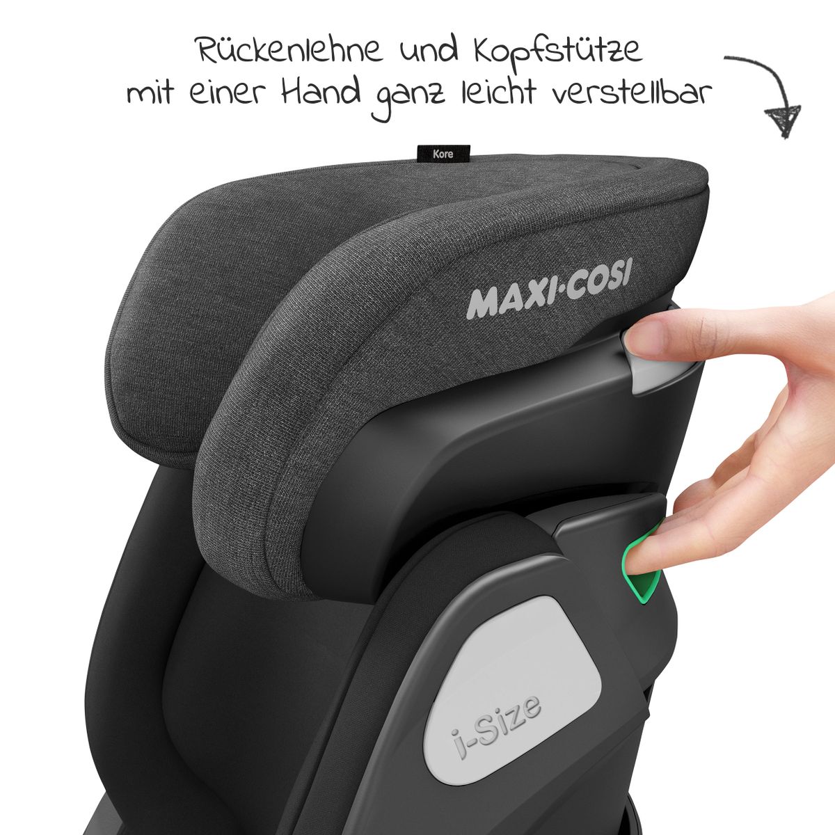 Bilstol Kore i-Size 100-150 cm med Isofix Maxi-Cosi sideprofil