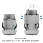 Nærbilde av justerbar hodepute på Bilstol Kore i-Size 100-150 cm med Isofix