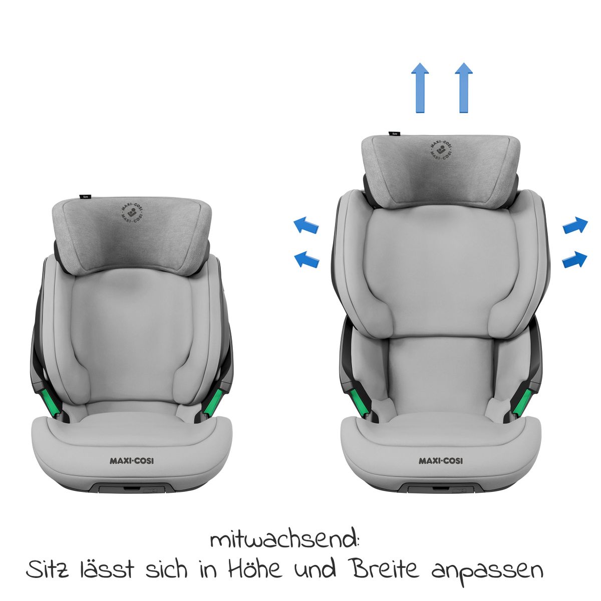 Nærbilde av justerbar hodepute på Bilstol Kore i-Size 100-150 cm med Isofix
