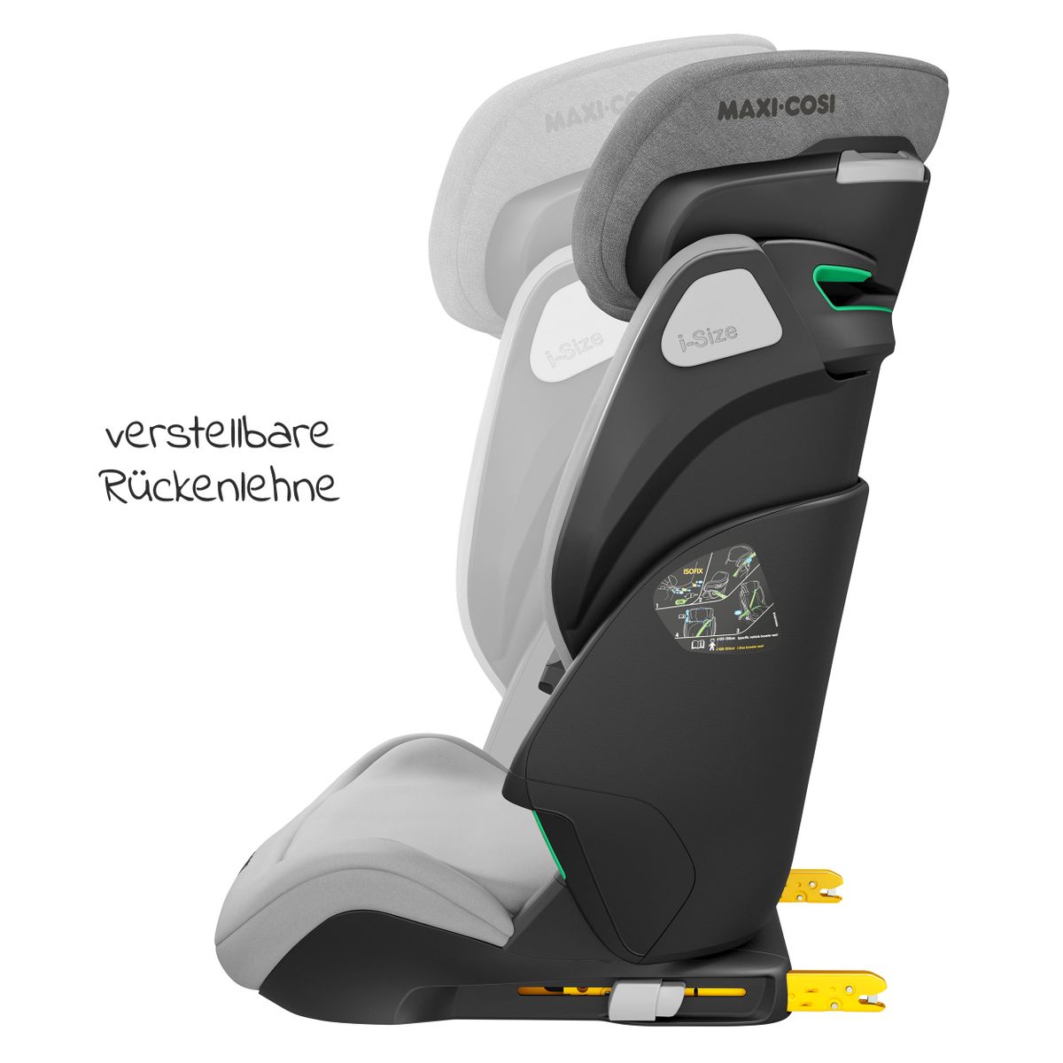 Sittestilling på Bilstol Kore i-Size 100-150 cm med Isofix, grå