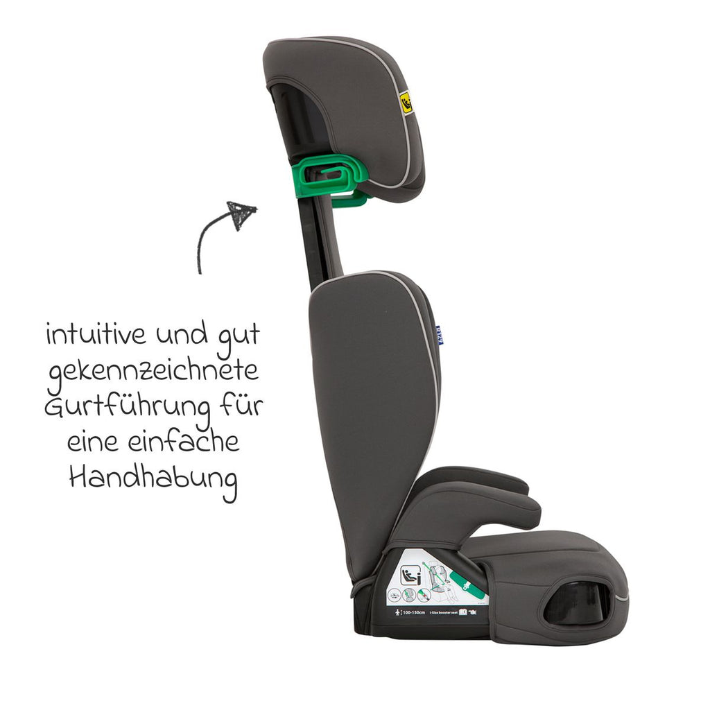 Bilstol Logico L i-Size 100-150 cm med koppholder, Iron vekt og mål