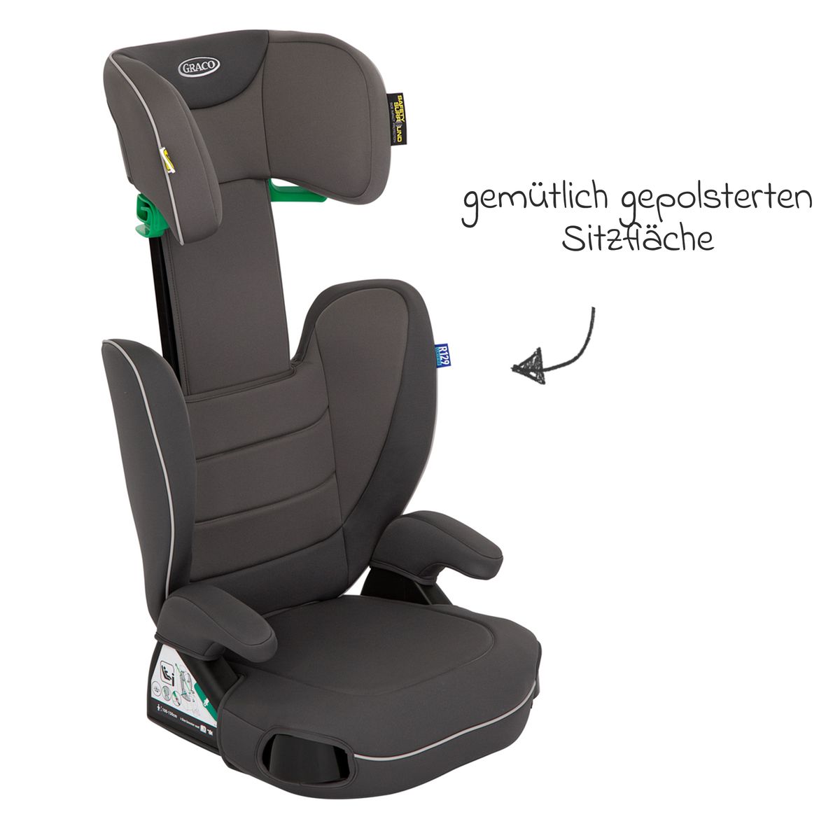 Bilstol Logico L i-Size 100-150 cm med koppholder, Iron med avtakbart trekk