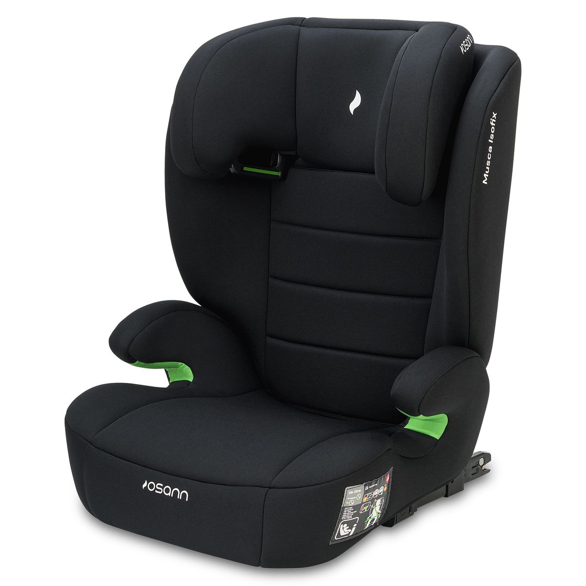 Bilstol Musca i-Size 100-150 cm med Isofix, svart forfra