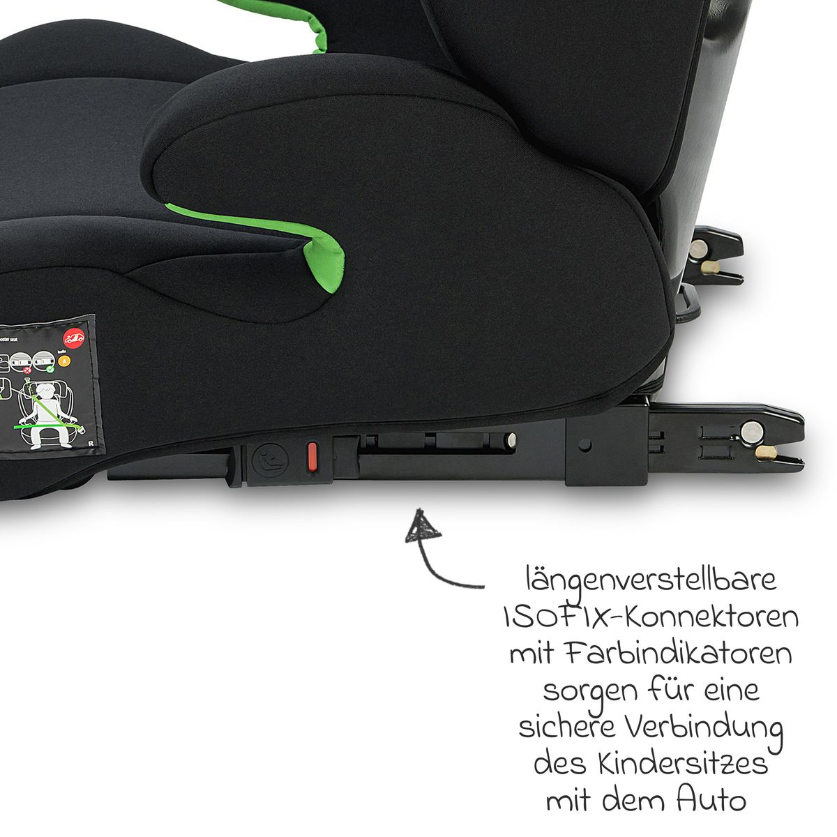 Sikkerhetsbelte og polstring på Bilstol Musca i-Size 100-150 cm med Isofix, svart