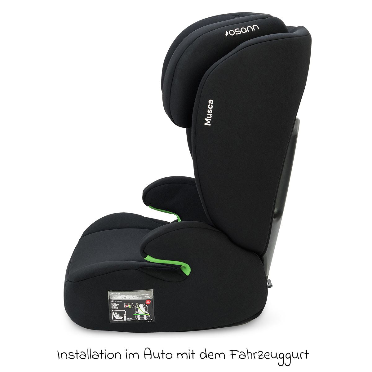 Bilstol Musca i-Size fra 3 år, 100-150 cm, svart - Osann