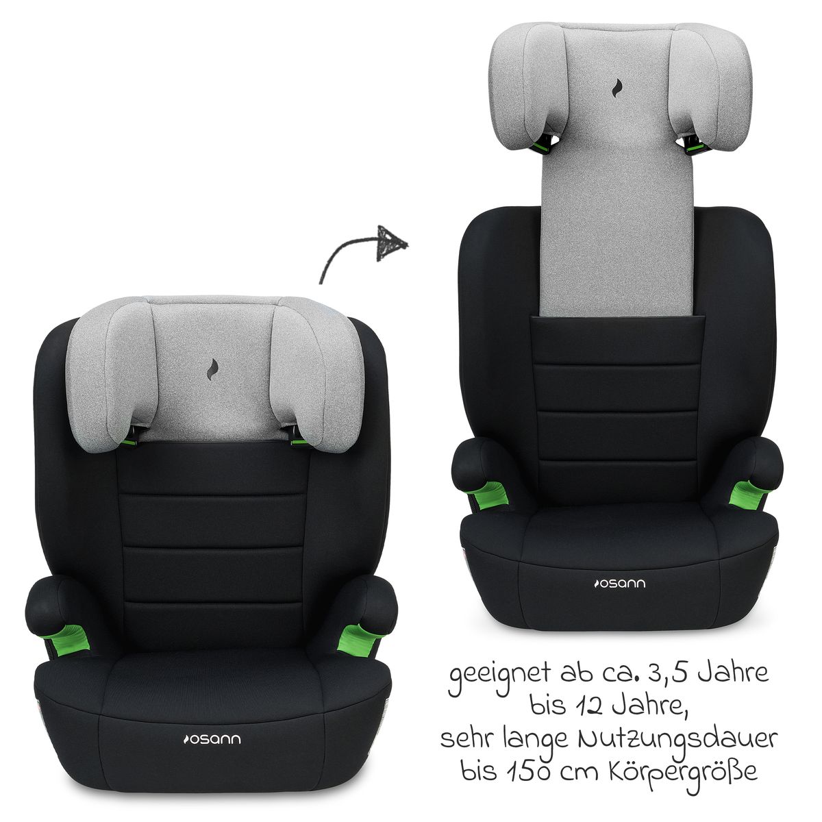 Bilstol Musca i-Size bakside med sikkerhetsbelte