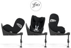 Montert Bilstol Sirona T i-Size PLUS Sepia Black i bil med 360 graders rotasjon
