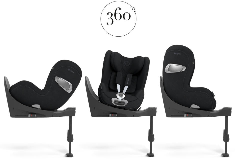 Montert Bilstol Sirona T i-Size PLUS Sepia Black i bil med 360 graders rotasjon
