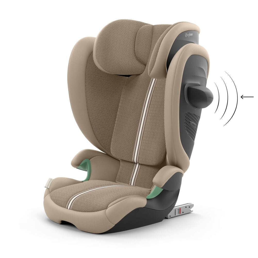 Nærbilde av ventilasjonsåpninger på Bilstol Solution G2 Plus sammenleggbar 100–150 cm Almond Beige
