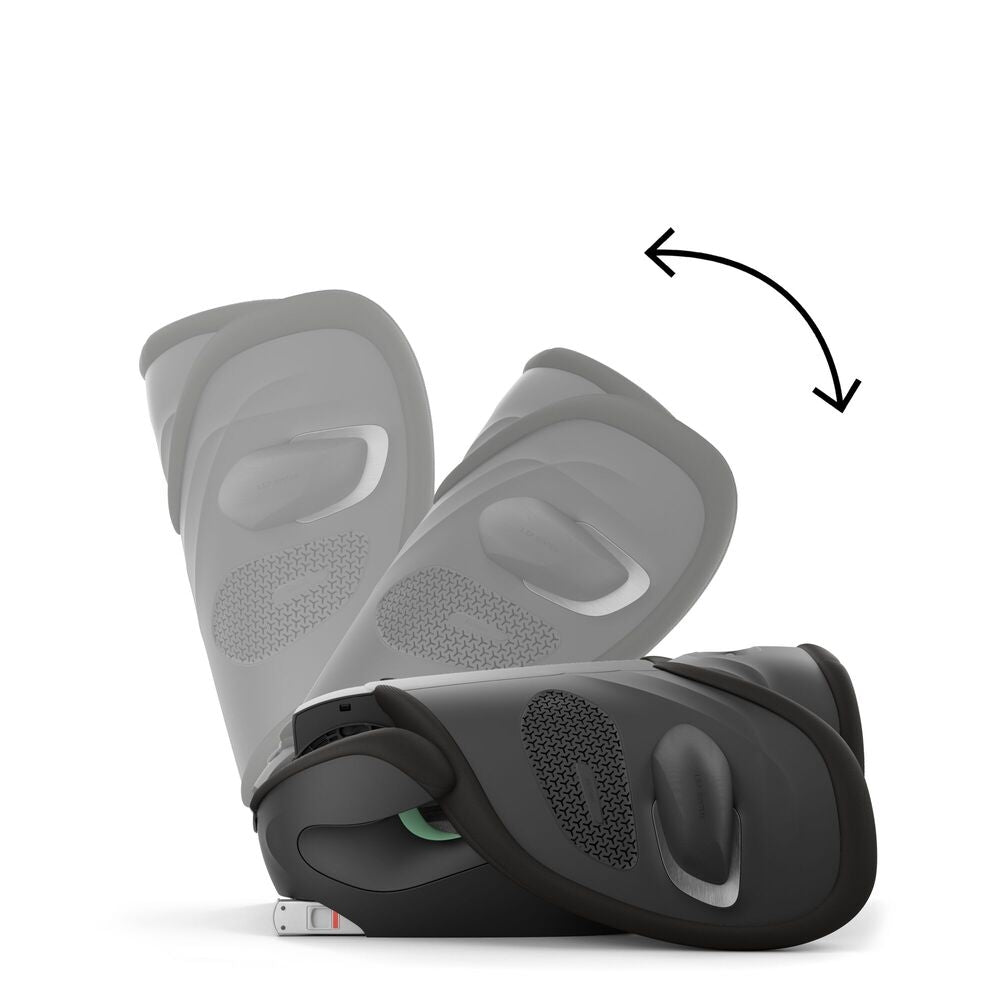 Bilstol Solution G2 Plus sammenleggbar 100–150 cm Moon Black sammenlagt med håndtak
