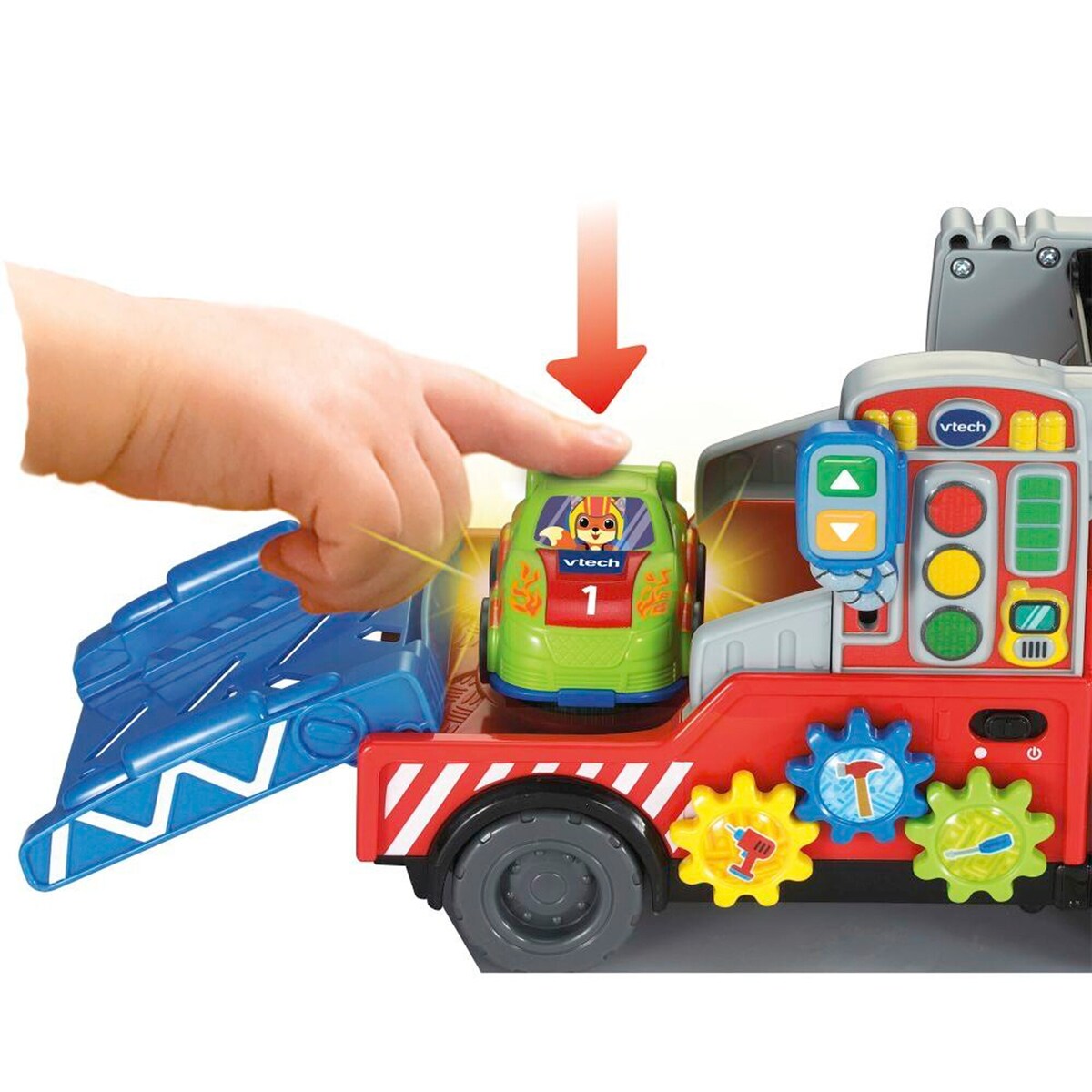Biltransporter med lyd og lys fra 1 år - Vtech Baby nærbilde av rampe