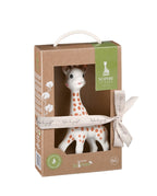 Biteleke i naturgummi i gaveeske - Sophie la girafe bakside