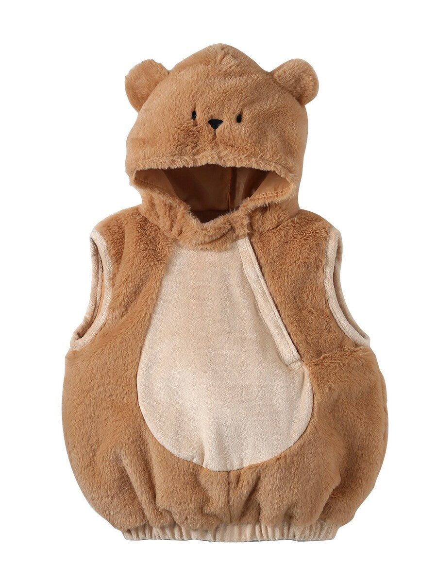 Bjørnekostyme for baby med kunstpelshette forfra