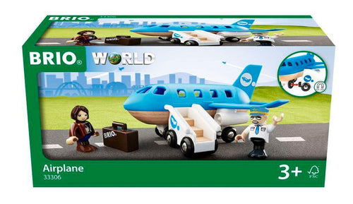 Blått fly med figurer og tilbehør, BRIO World bakside