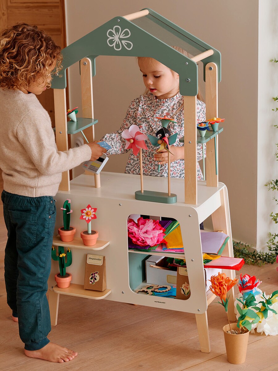 Pakket Blomsterbutikk i FSC®-sertifisert tre med tilbehør klar til bruk