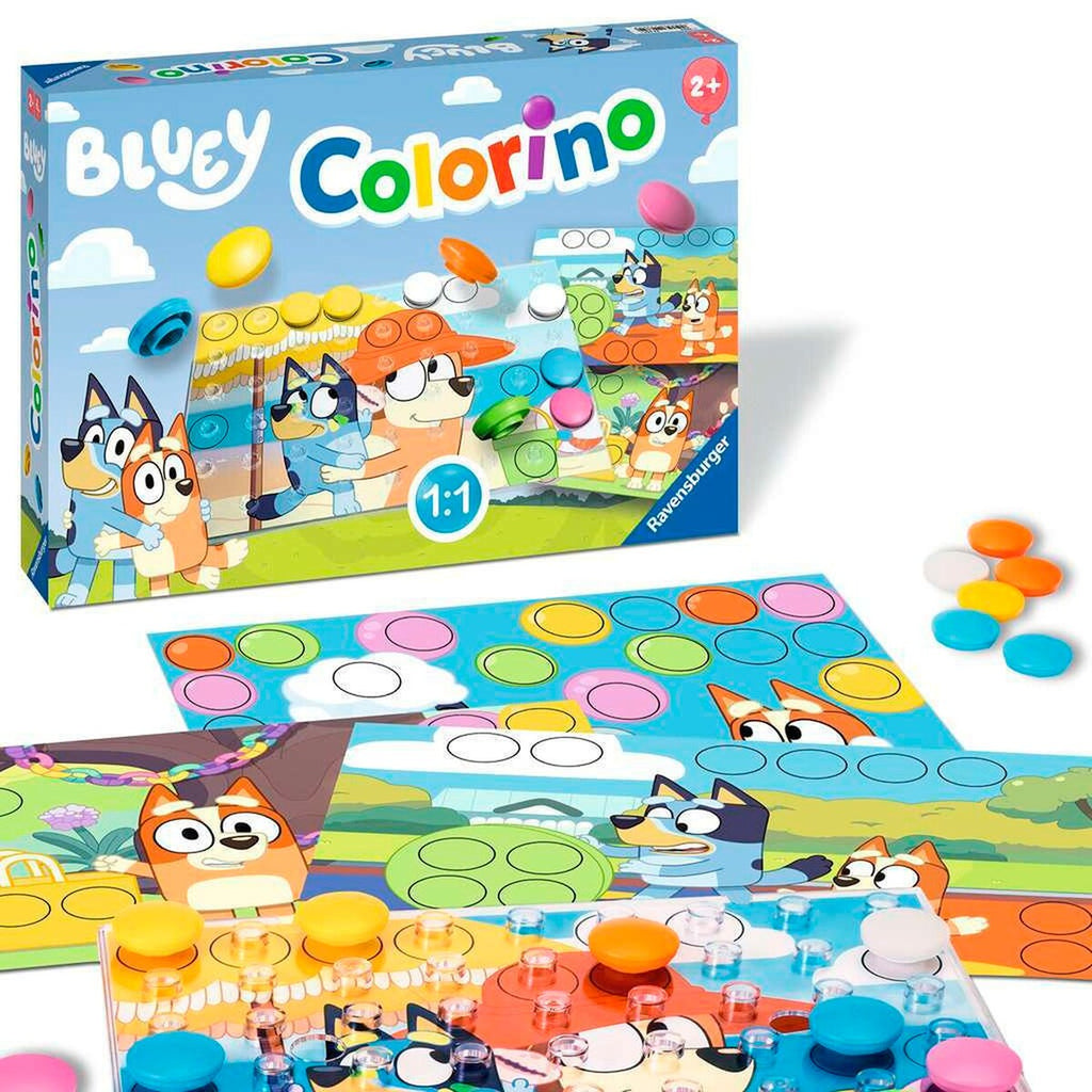 Montert Bluey Colorino fargespill med gjennomskinnelig spillplate