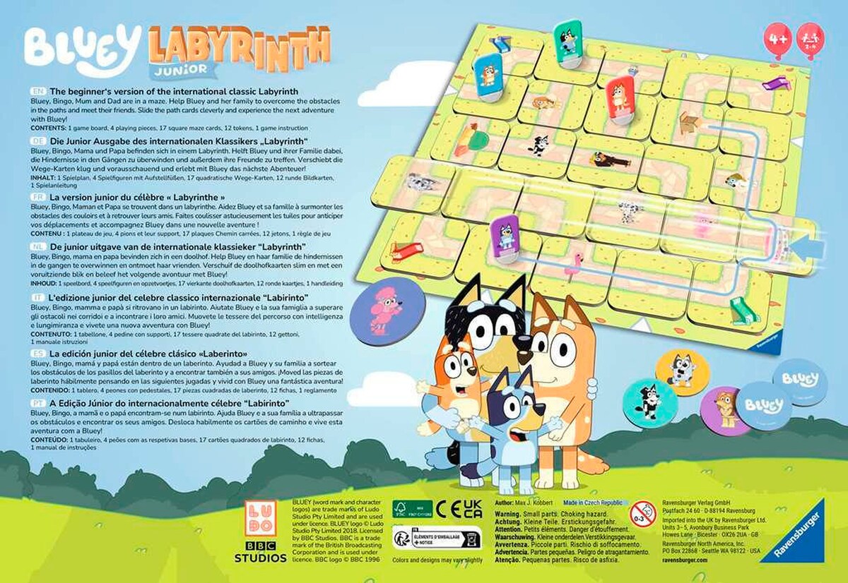 Bluey: Junior Labyrinth brettspill bakside