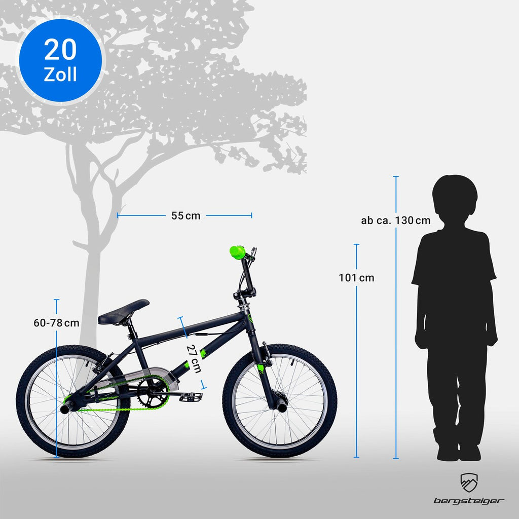 BMX-sykkel Ohio 20 tommer med kjedebeskytter sideprofil