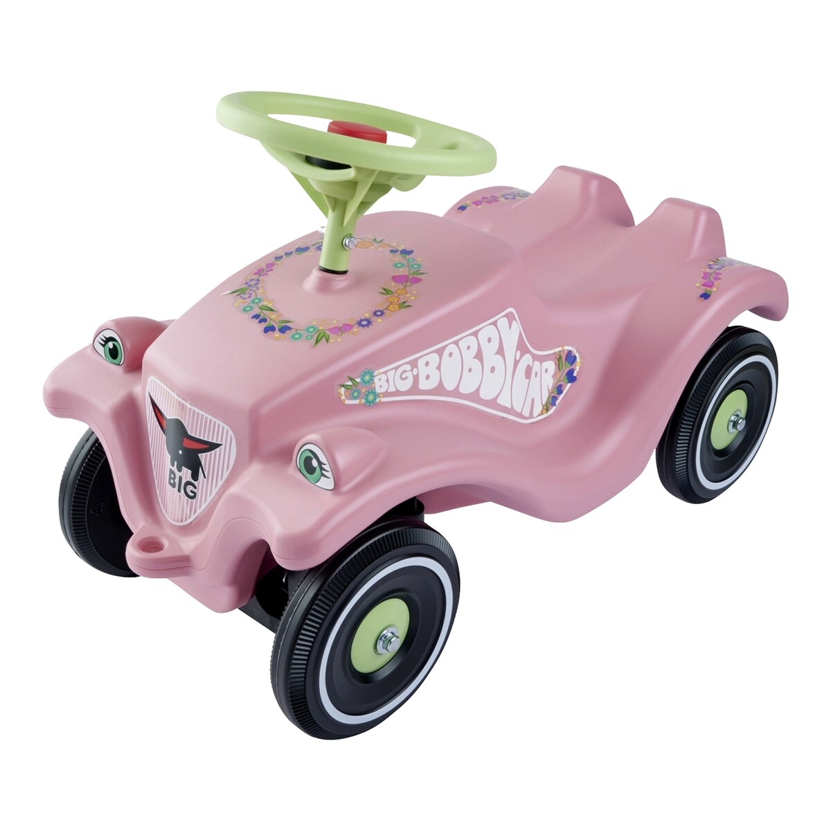 Bobby Car Classic Flower gåbil forfra med blomsterdesign