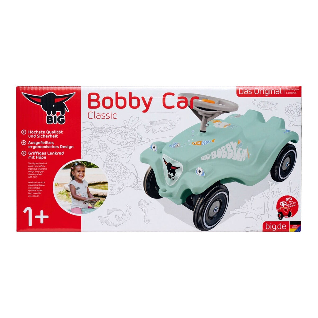 Bobby Car Classic Green Sea gåbil med dekorative klistremerker