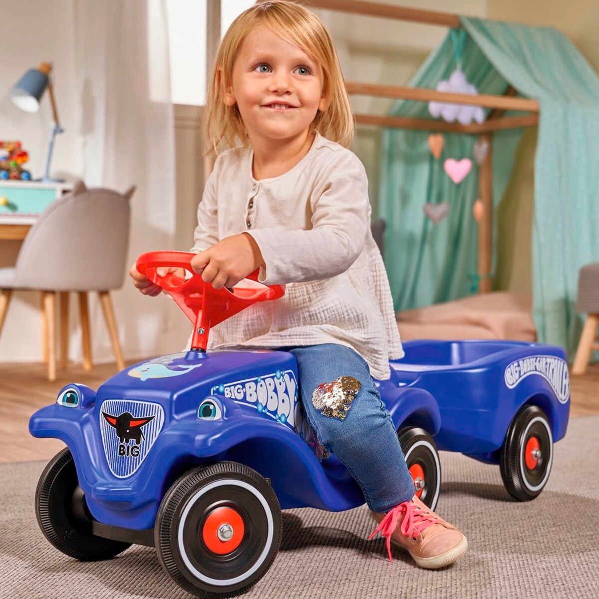 Bobby Car Classic Ocean gåbil montert og klar til bruk