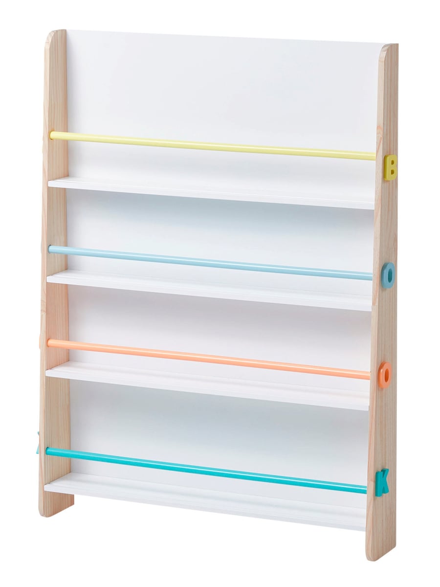 Bokhylle for barn BOOKS i furu og MDF forfra