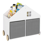 Bokhylle husform med hjul 74x40x69 cm MDF bakside