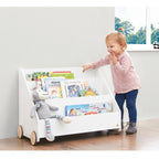 Bokhylle Lasse med hjul MDF 65x43x55 cm bakside med hemmelig rom