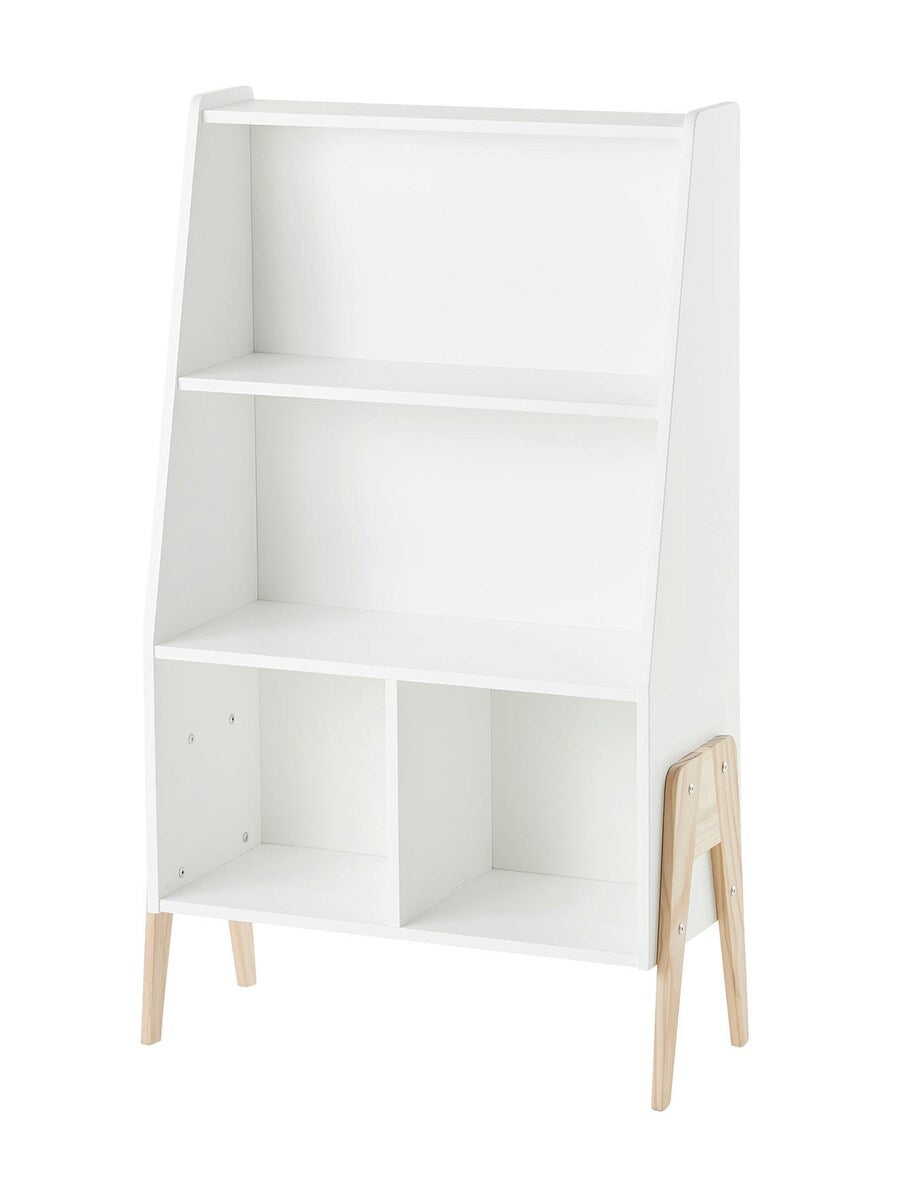 Bokhylle Retro for barnerom hvit detalj