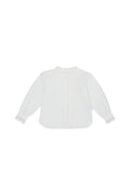 Bomullsbluse med blomsterblonde str. 74/80 hvit forfra