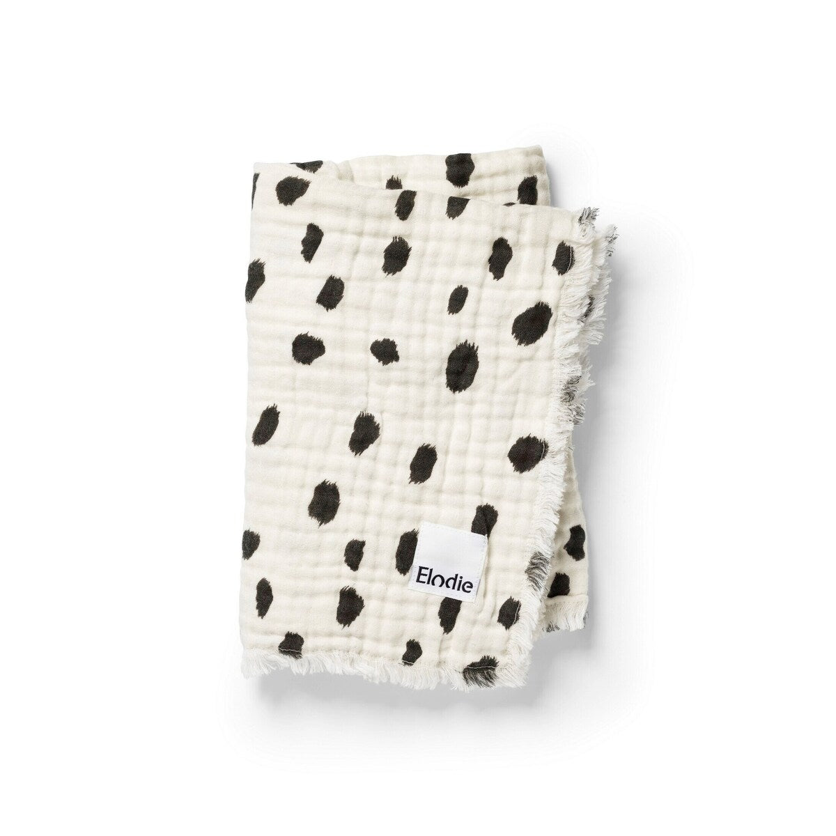 Detalj av frynser på Bomullsteppe Dalmatian Dots Grande