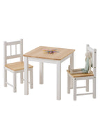 Bord og 2 stoler sett for barnerom hvit tre 50x50 cm forfra